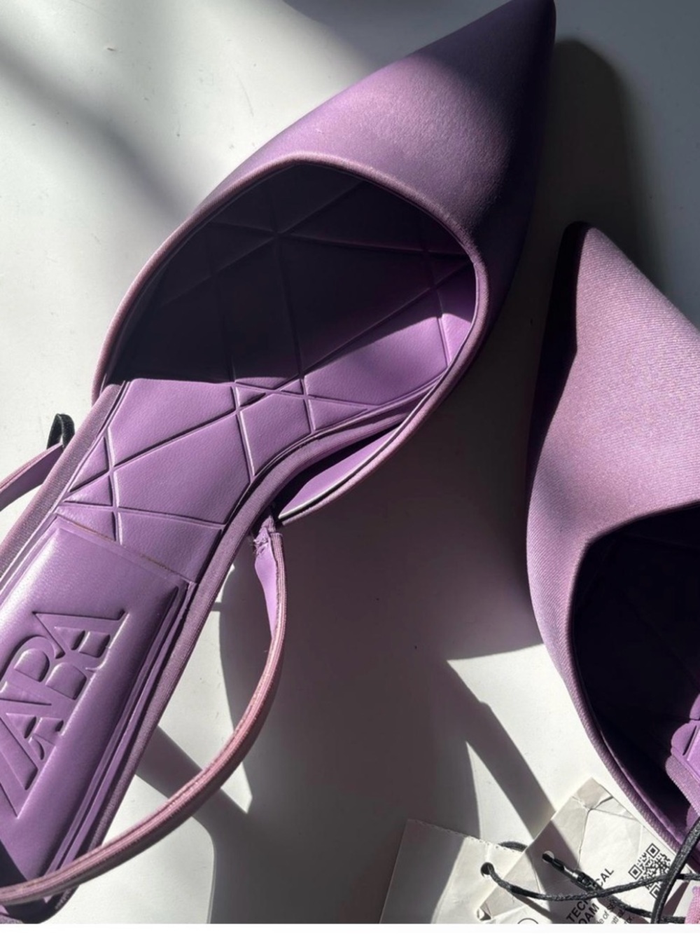Zara Lilac Pointed-Toe Slingback Heels